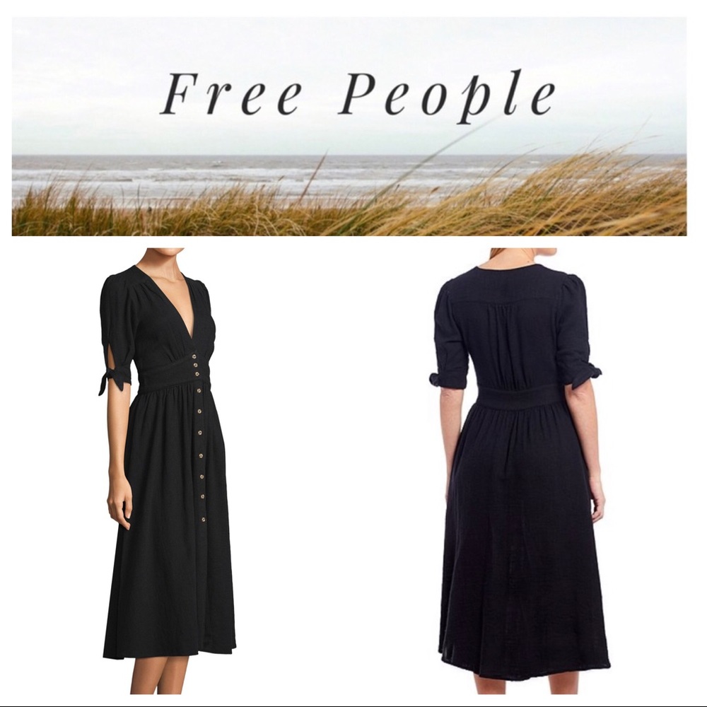 Free People Love of my Life Dress EUC Tie Sleeves!